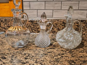Vintage Glass Cruets with Stoppers-3