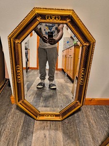 Vintage Ornate Octagonal Gold-Gilt Wall Mirror