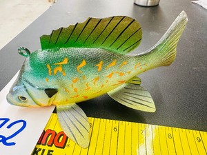 Hand Carved WHITTIER DECOY - 7.5 Pumpkinseed Sunfish - wood w alum fins