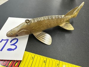 Hand Carved WHITTIER DECOY - 8.5 Sturgeon - Wood & Alum