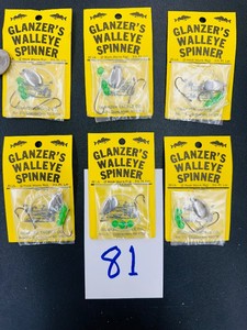 Lot of 6 Vintage GLANZERs WALLEYE SPINNER - 2 Hook Worm Rig - New Old Stock
