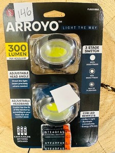 -NEW- 2-Pack of HEADLAMPS - 300 Lumen ARROYO  FL8221BBK - Adjustable Angle