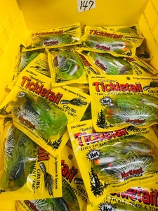 Lot of 24 pkg TICKLETAIL GRUBS - Northland Tackle  - Black striped Green w orange & white