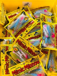 Lot of 24  MIMIC MINNOW TAILS - PinkBlueBlack Spotted