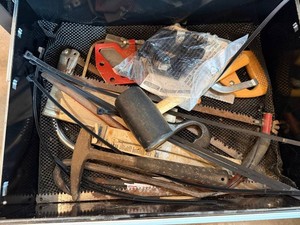 Mixed Hand Tool Assortment - Saws, Mallet, Pry Bars & Files