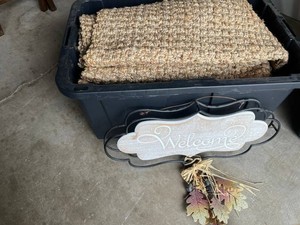 Woven Mat & Rustic Autumn Garland Welcome Sign Mixed Lot