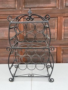 Decorative Wrought Iron Three-Tier Wine Rack