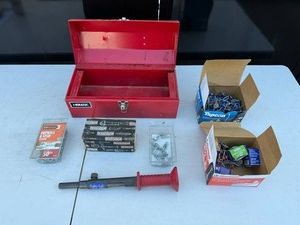 Homak Toolbox, Ramset Tool, Tapcon Fasteners & Drywall Anchors Mixed Lot - content quantities unverified