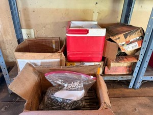 Paslode Nails, Assorted Fasteners & Red Cooler Mixed Lot - content quantities unverified