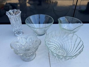 VTG Clear Glass Serving & Decorative Pieces Mixed Lot
