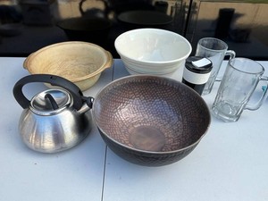 VTG USA, HOM, Pampered Chef Bowls, Kettle, Glass Mugs & Kitchenware
