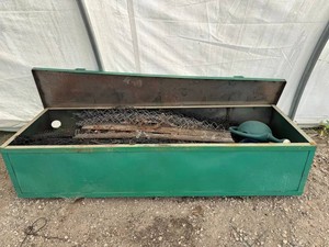 Green Steel Storage Crate With Wire Mesh, Rails & Hardware