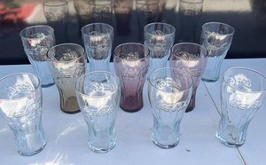Coca-Cola Embossed Drinking Glasses - Clear, Amber & Purple