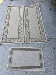 Beige Brown Geometric Area Rugs, Runners & Small Rug (Lot of 3)