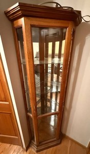 Wood Corner Lighted Curio Cabinet With Glass Shelves - 24 X 19 X 79 in