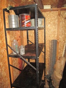 Heavy duty metal 5-tier storage shelf approx 3ft wide and 6ft tall
