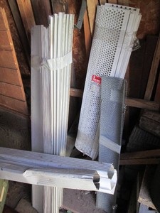 Variety of of gutter down spouts, screens and other outdoor materials
