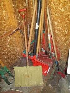 Variety of shovels and other yard tools