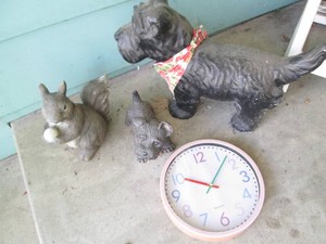 Heavy cement life-size Westie Scottie dog lawn ornament with additional material animal garden decor