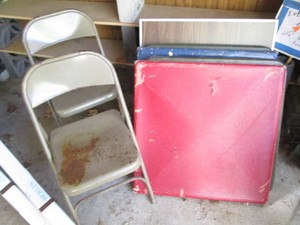 Variety of folding card tables with (2) metal folding chairs