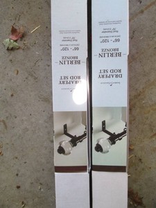 (2) 66-120 Berlin Bronze drapery rod sets