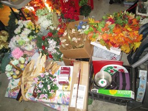 Bulk lot of faux flowers, arrangements, wreaths, swags, decor and more