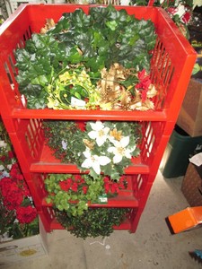 Portable stacking basket storage tower with content