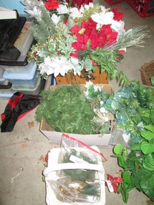 Wide variety of Christmas and winter themed faux floral picks and decor