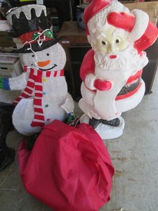 Santa Claus 3ft blow mold plus light up snowman lawn ornament