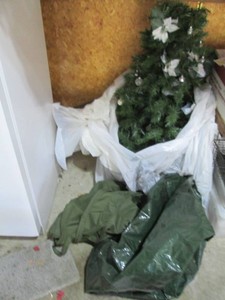 3-12ft pre-lit Artificial Christmas tree with misc storage bags