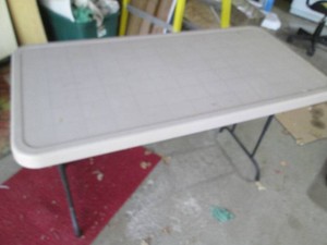 4ft plastic top, narrow folding table