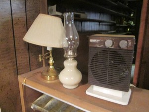 2 lamps and a small heater fan