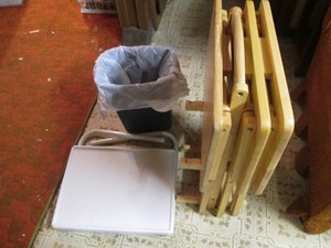TV trays with stand, table-mate and small trash can
