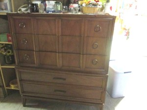Sturdy vintage dresser with contents