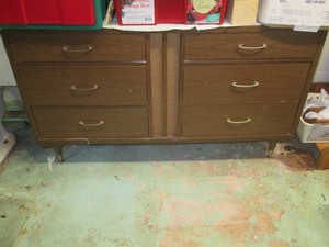 Dresser and contents of drawers, mainly holiday tableware and decor