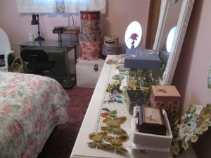 Everything in bedroom shown that is not made of wicker