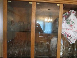 Vintage cut glass highball, lowballs, vases, serving dishes and stemware plus misc Vintage glassware