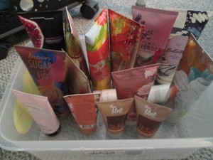 Large variety of assorted scent Bath and Body Works Body Creams full size and travel size most are full