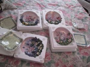 Decorative 3D ButterlyFloral themed display plates with certificates of authenticity from The Bradley Exchange