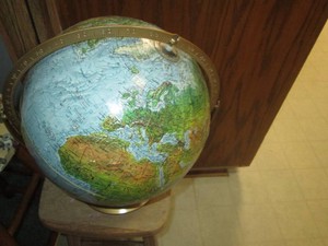 Vintage textured spinng world globe
