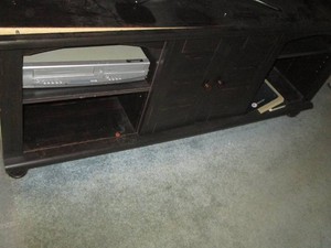 Dark tone 60in TV console cabinet with VHSDVD player combo