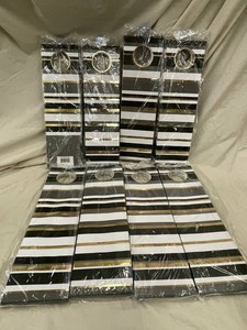 Black, White & Gold Striped Gift Bags - Case of 48