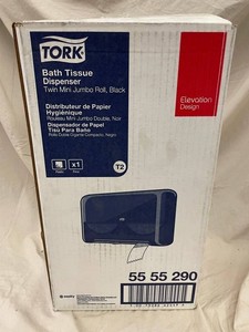 Tork 5555290 Twin Mini Jumbo Roll Bath Tissue Dispenser - Black