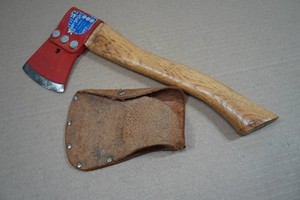 Vintage Ames Camp Sport Hatchet with Leather Sheath