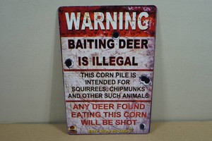 Vintage Style Metal Sign - Warning Baiting Deer is Illigal