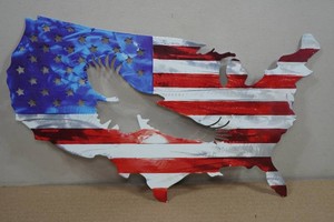 Laser Cut Metal Sign - American Flag and Eagle