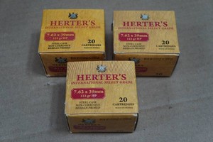 60 Herters 7.62x39mm 122 Gr HP Steel Case Ammo