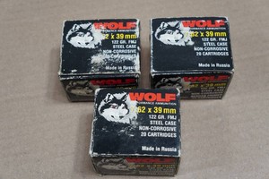 60 Wolf 7.62 x 39mm 122 Gr FMJ Steel Case Ammo