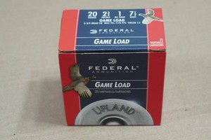 25 Federal Game Load 20 Gauge 2-34 7.5 Shot Shotshells