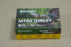 10 Remington Nitro Turkey 12 Gauge 2-34 4 Shot Shotshells